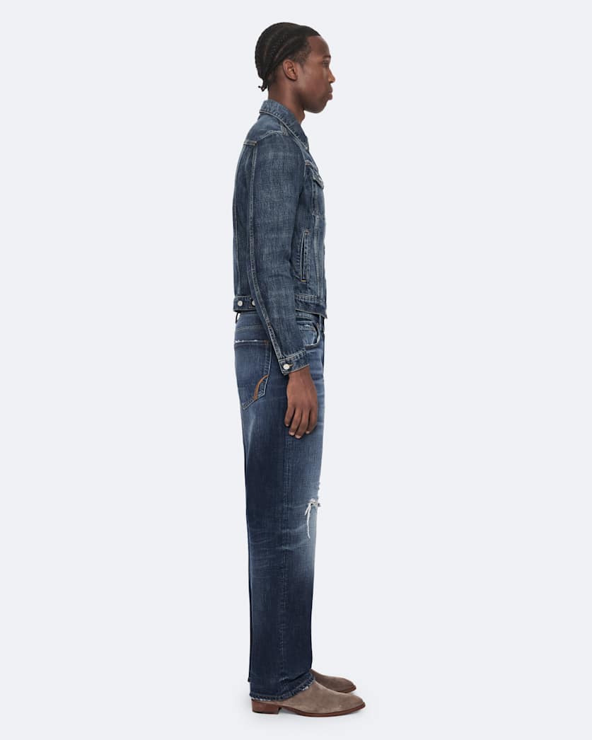 Destroy Mid Indigo Loose Straight-Leg Jeans