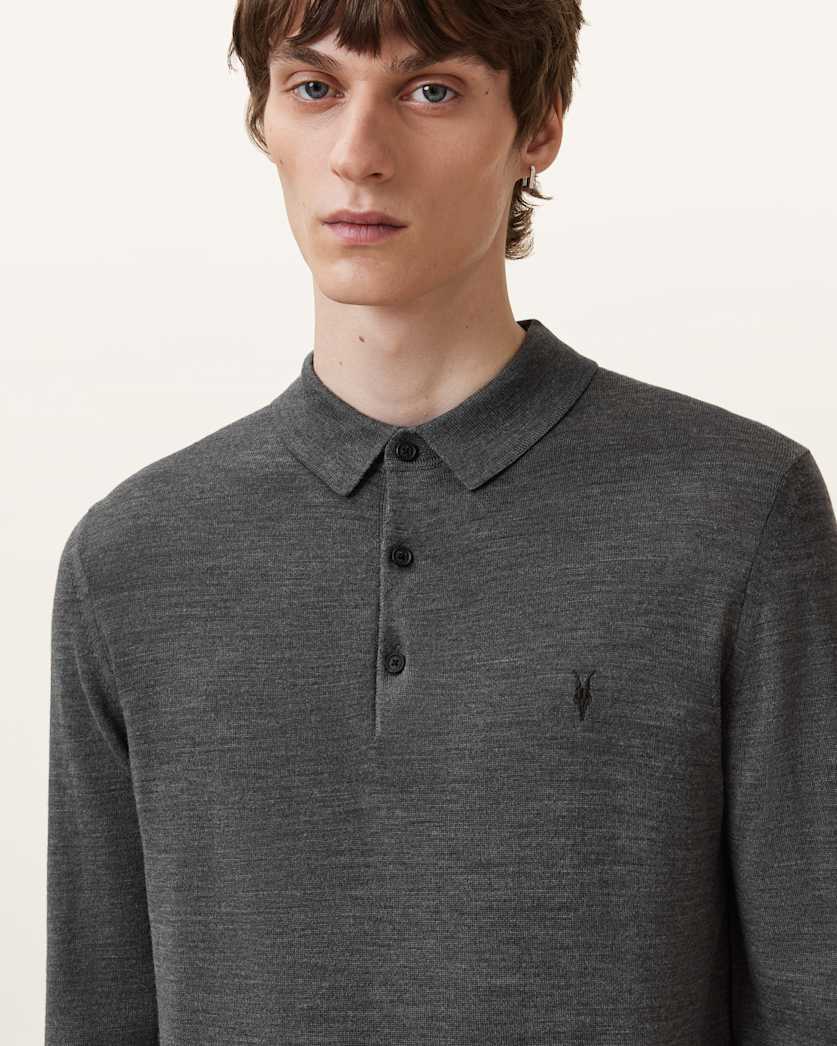 Mode Merino Long Sleeve Ramskull Polo Shirt