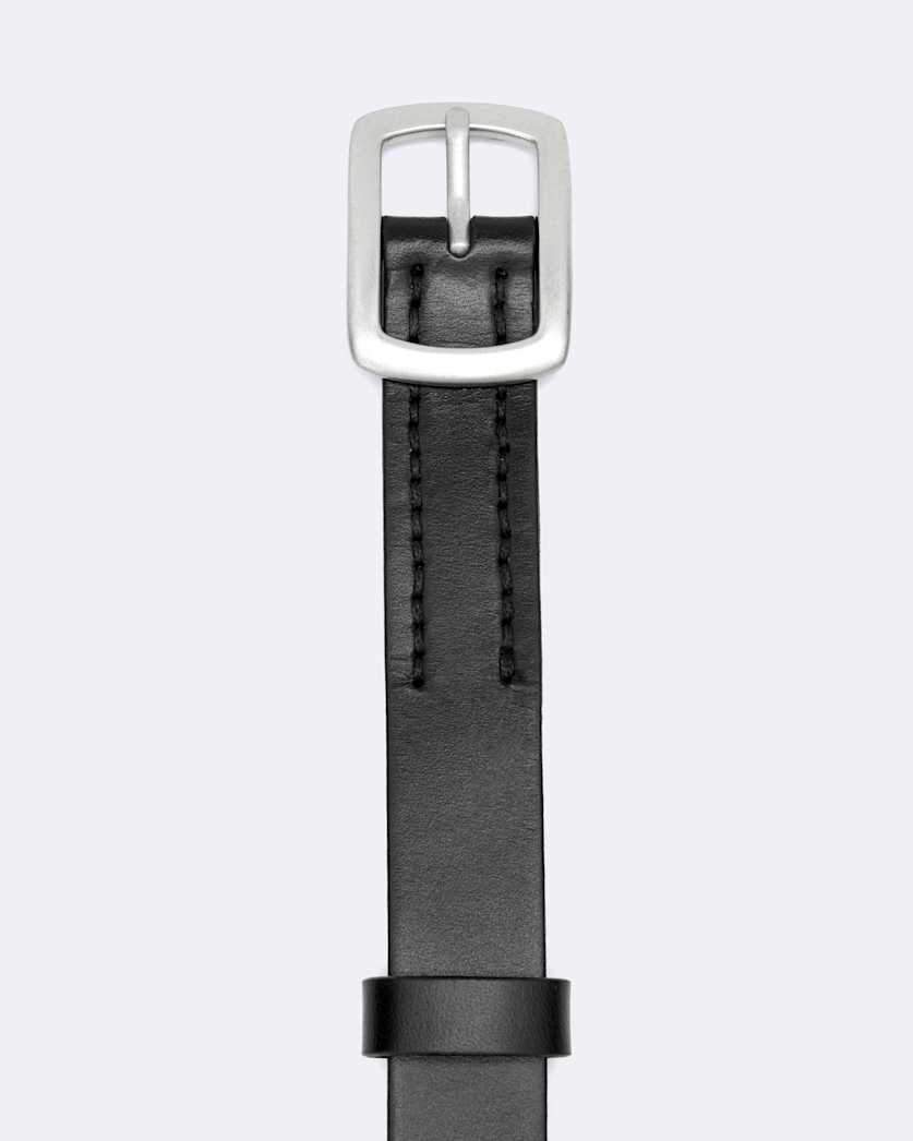 Everett Skinny Leather Bar-Buckle Belt