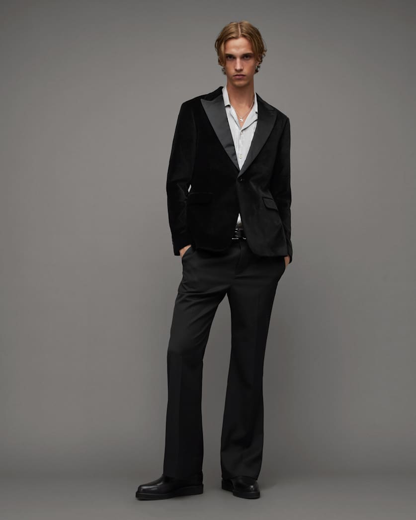 Lyra Satin Trim Velvet Slim Fit Blazer