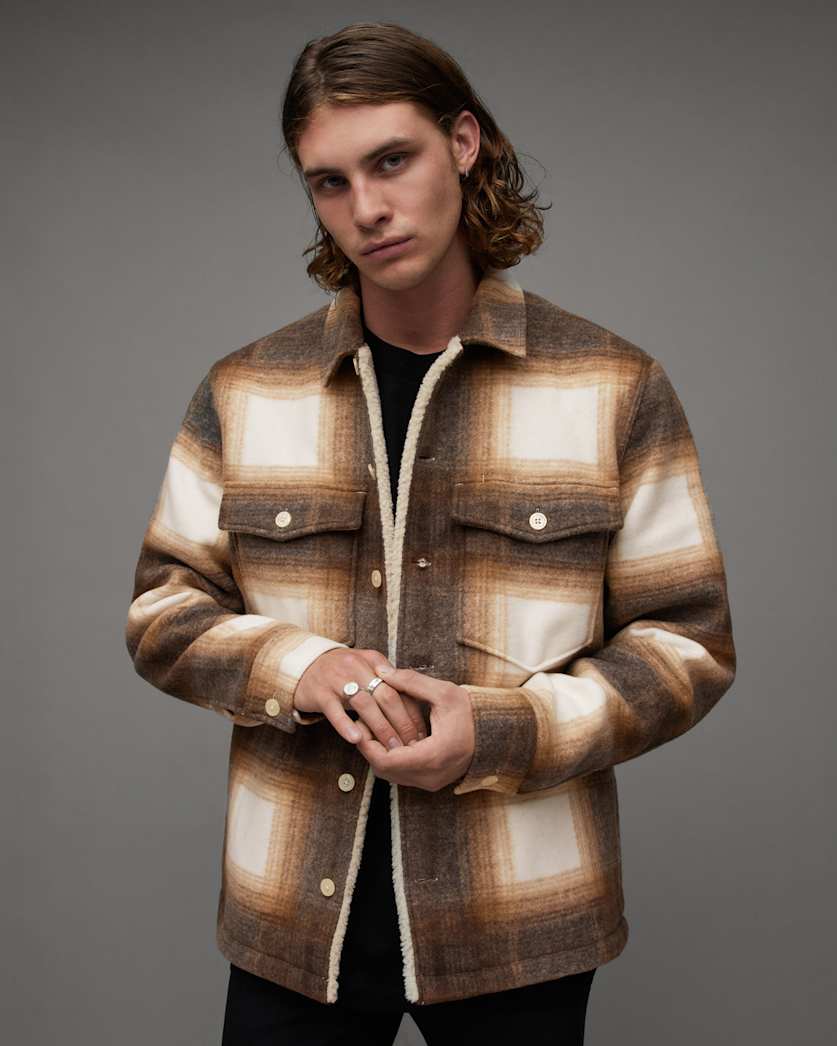 Gravity Checked Borg Lined Shirt Jacket