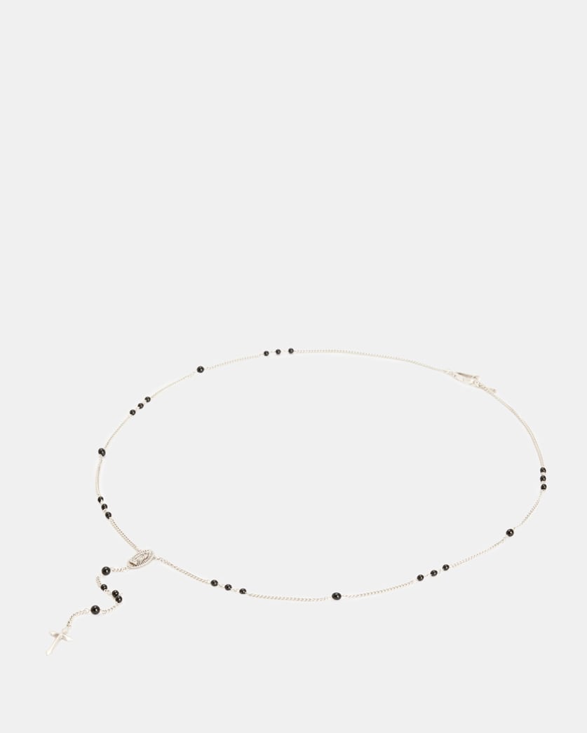 Saif Beaded Sterling Silver Rosary Necklace