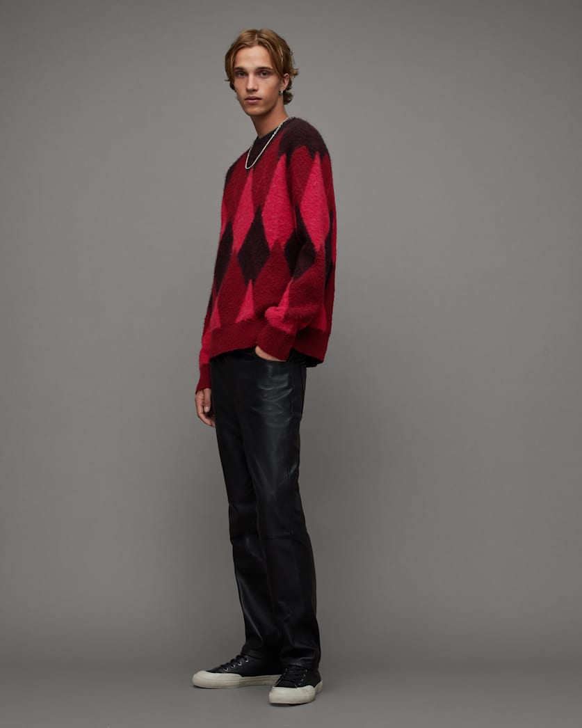 Harley Brushed Argyle Crew Neck Jumper