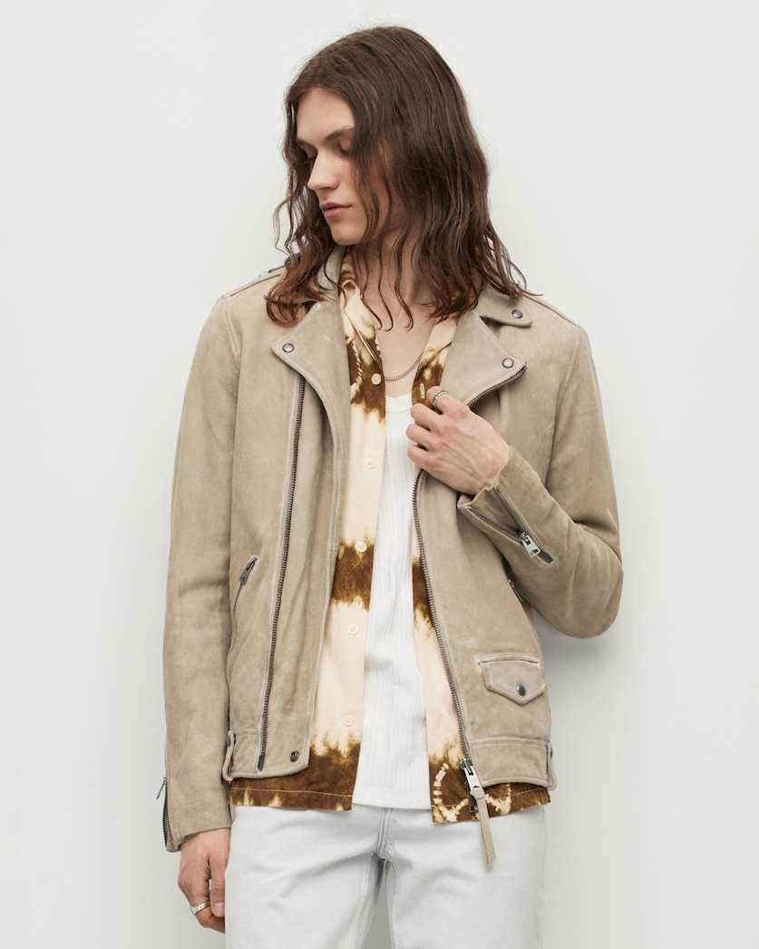 Milo Asymmetric Zip Suede Biker Jacket