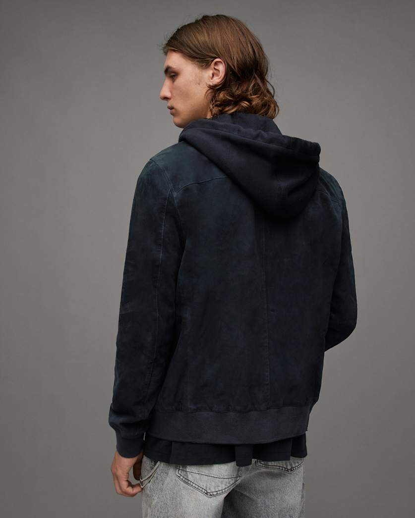 Kairo Removable Hood Suede Bomber Jacket
