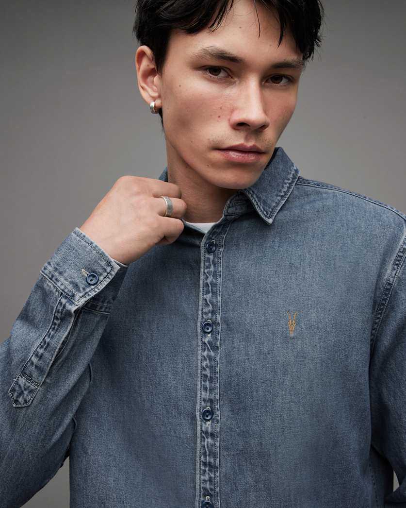 Elm Embroidered Ramskull Denim Shirt