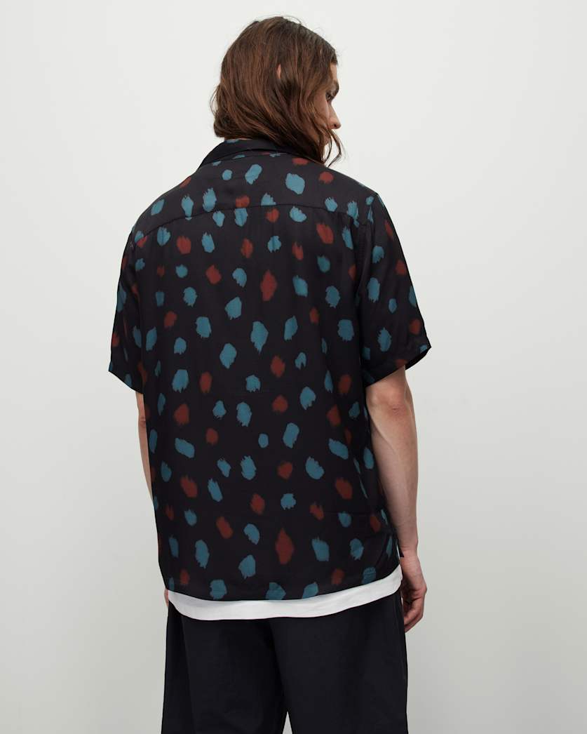 Tab Short Sleeve Dot Print Shirt