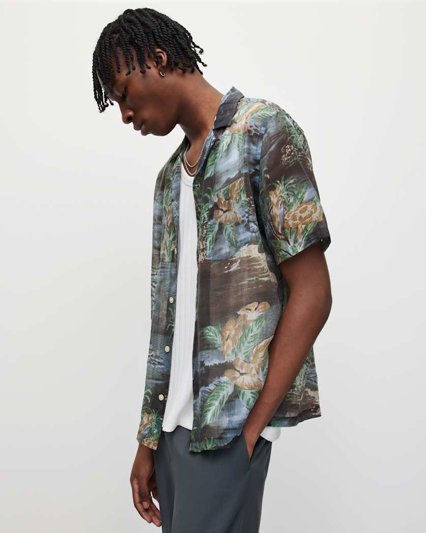 Aquila Short Sleeve Tropical Print Shirt