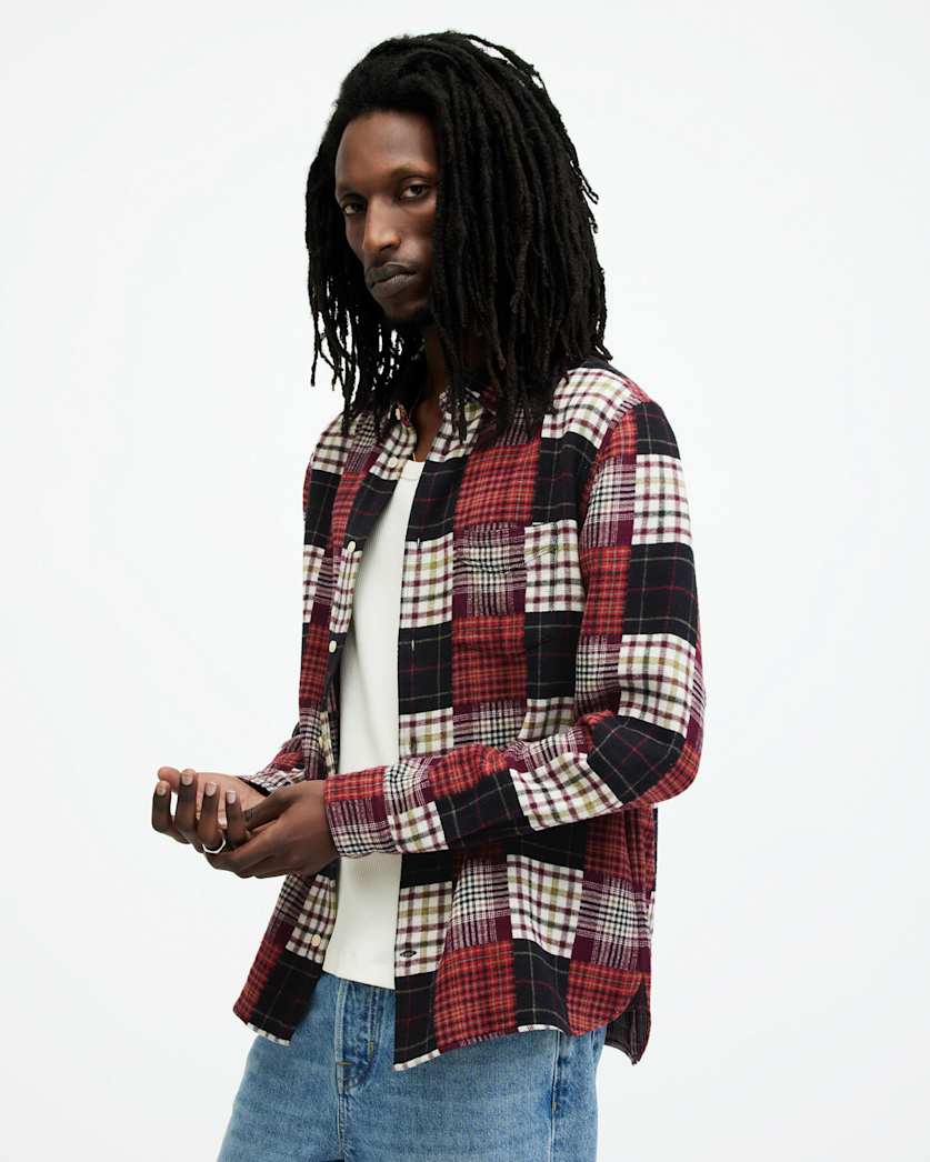 Patchi Patchwork Checked Relaxed Shirt