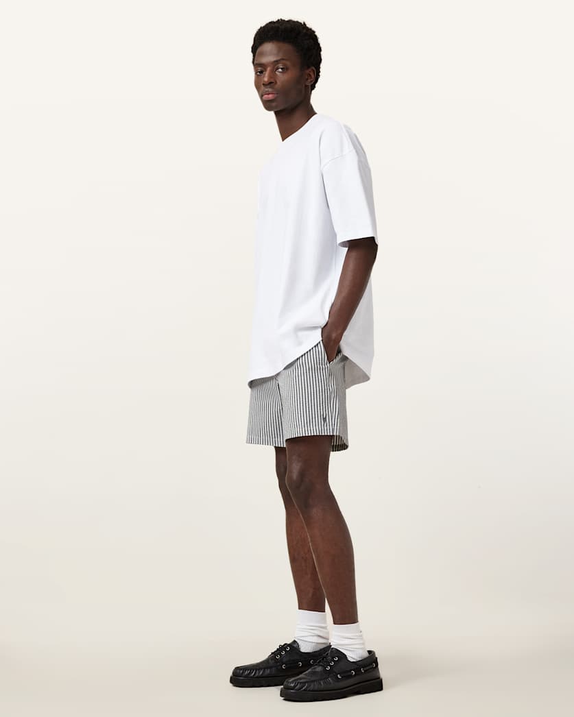 Warden Striped Seersucker Swim Shorts