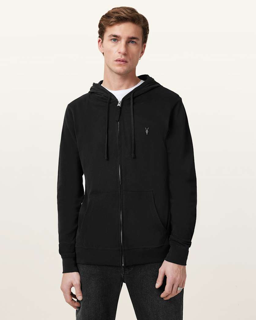 Brace Zip Up Brushed Cotton Hoodie