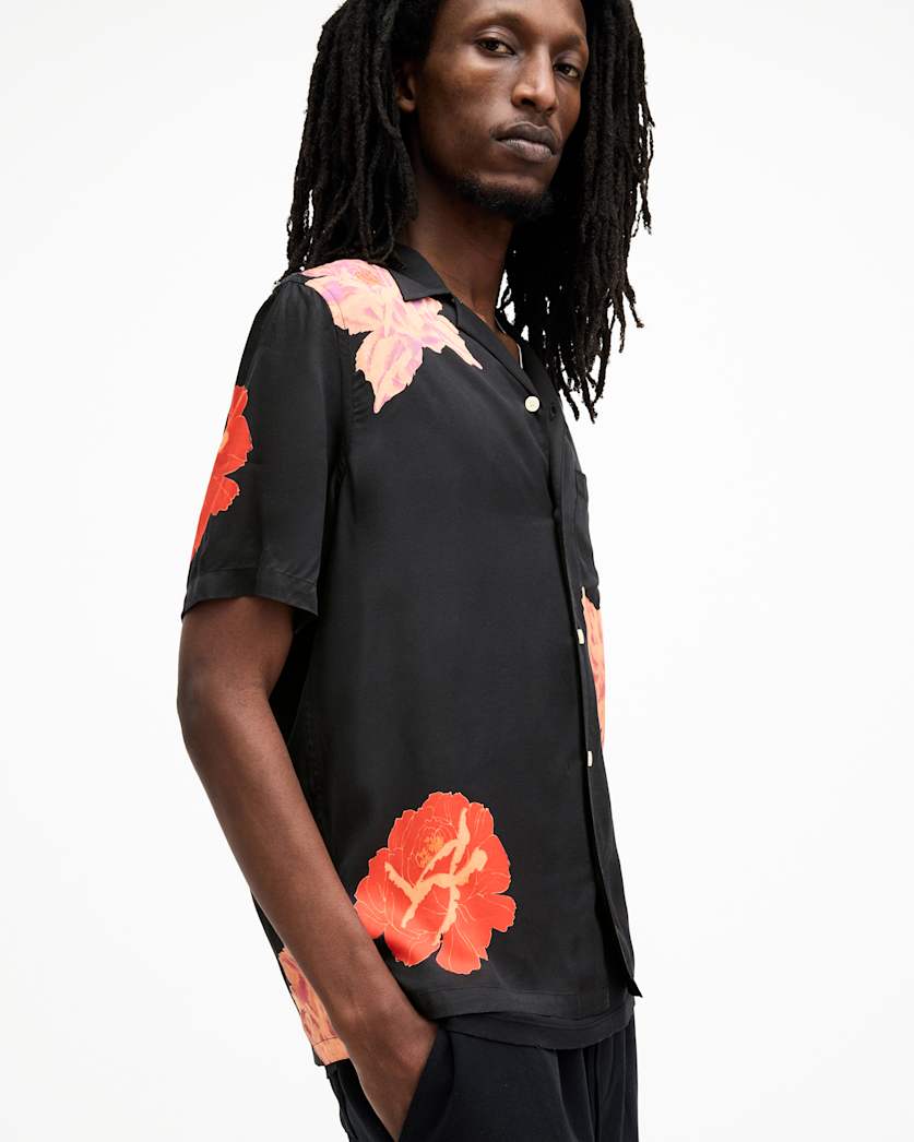 Roze Floral Print Relaxed Fit Shirt