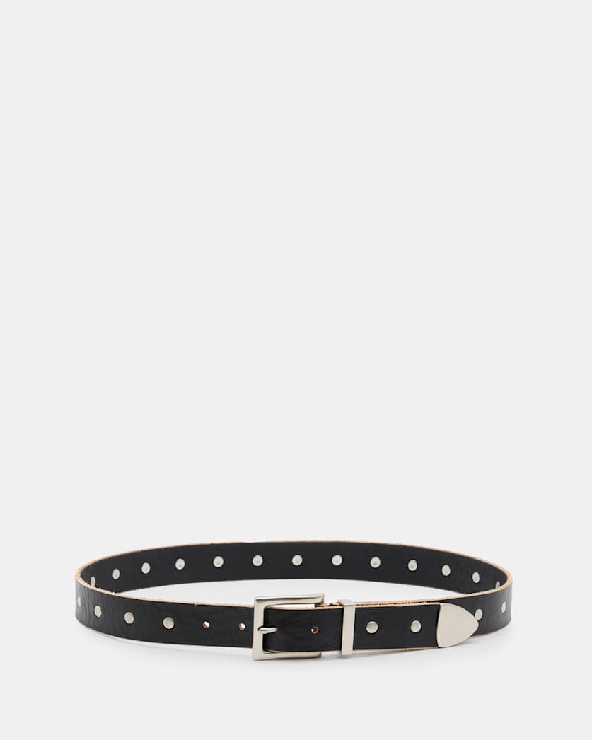 Trey Studded Leather Metal Tip Belt