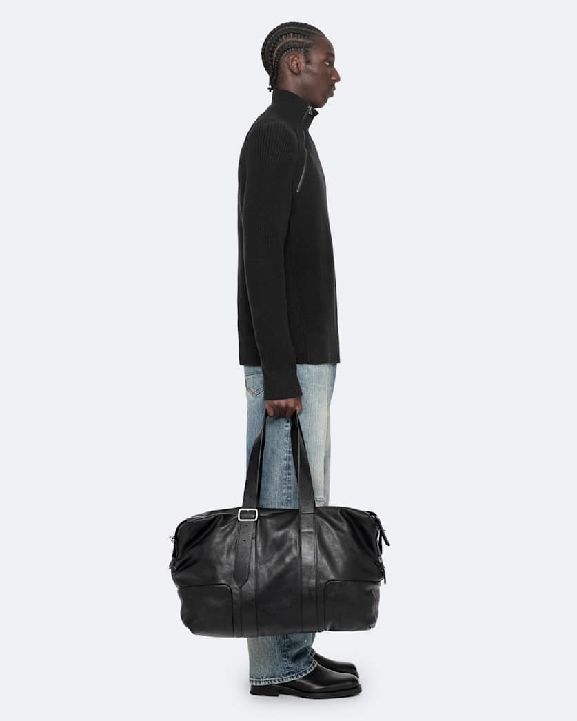 Zipped funnel-neck jumper
