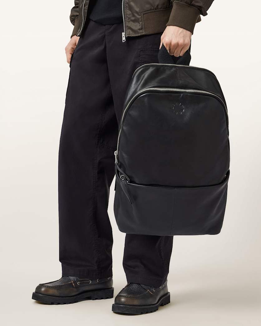 allsaints fin lea leather backpack AllSaints Finn Leather Backpack
