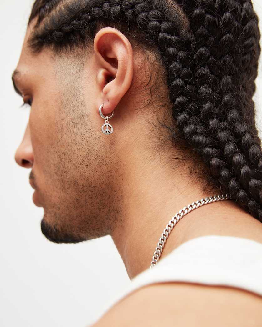 Peace Sterling Silver Hoop Earring