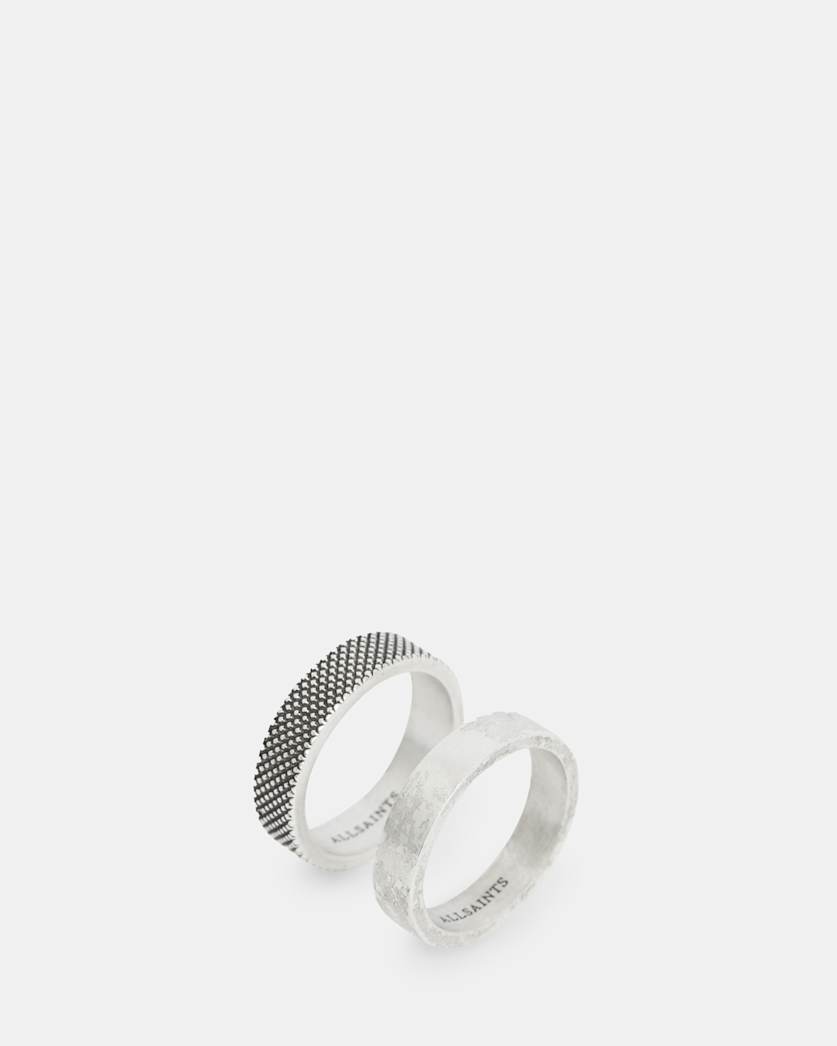 Mars Textured Sterling Silver Ring Set