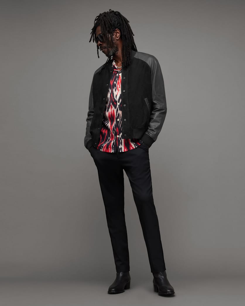 Maura Contrast Leather Bomber Jacket