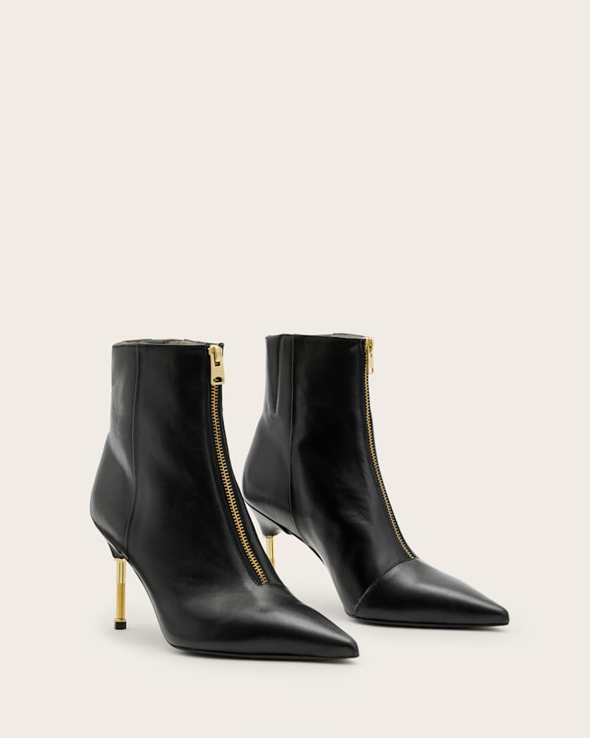 Natasha Pointed Zip Up Leather Boots