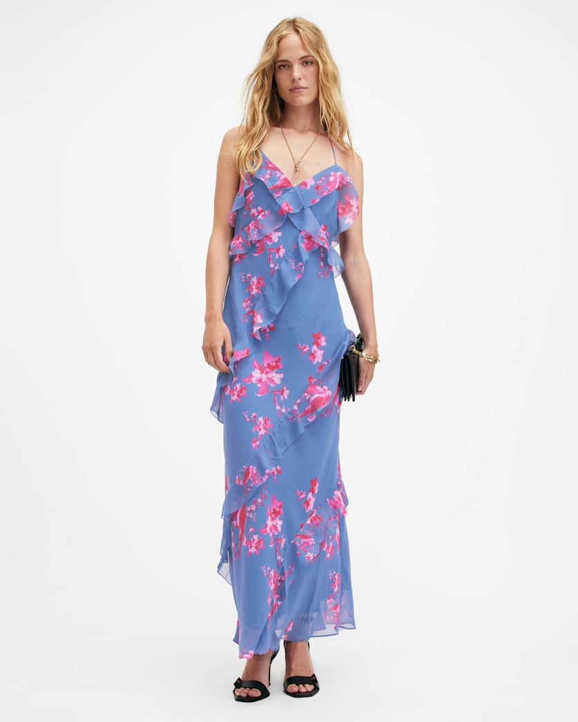 Marina Iona Floral Print Slim Fit Dress