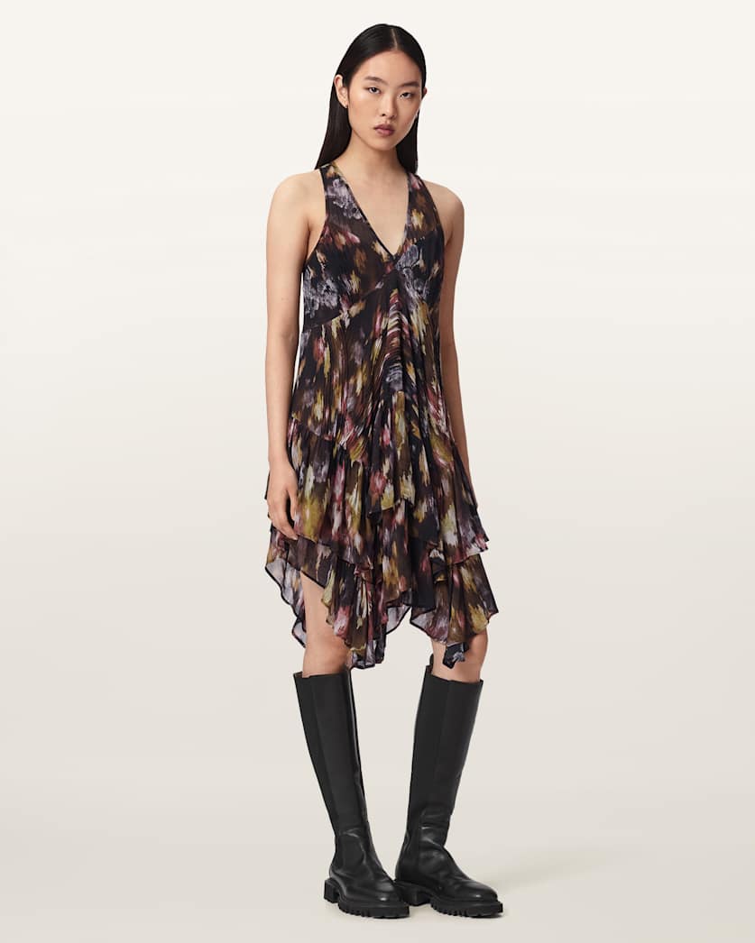 Gretel Asymmetric Tiered Midi Dress