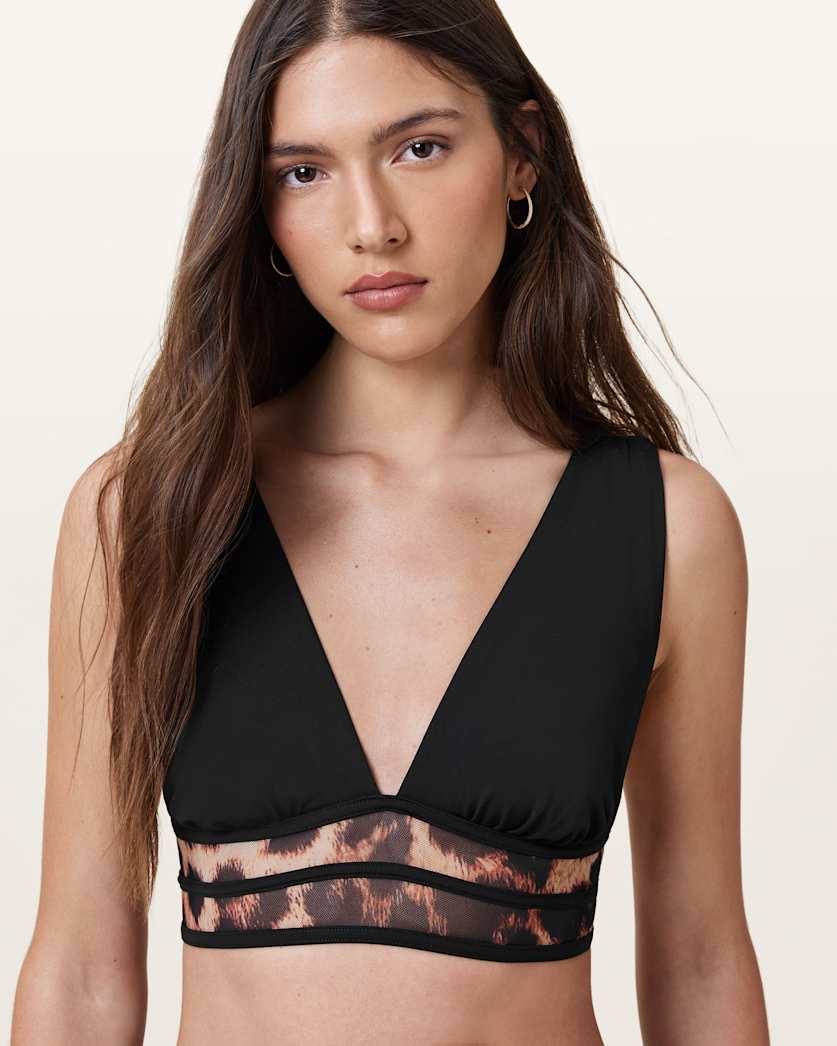 Xalia Mesh Leopard Print Bikini Top