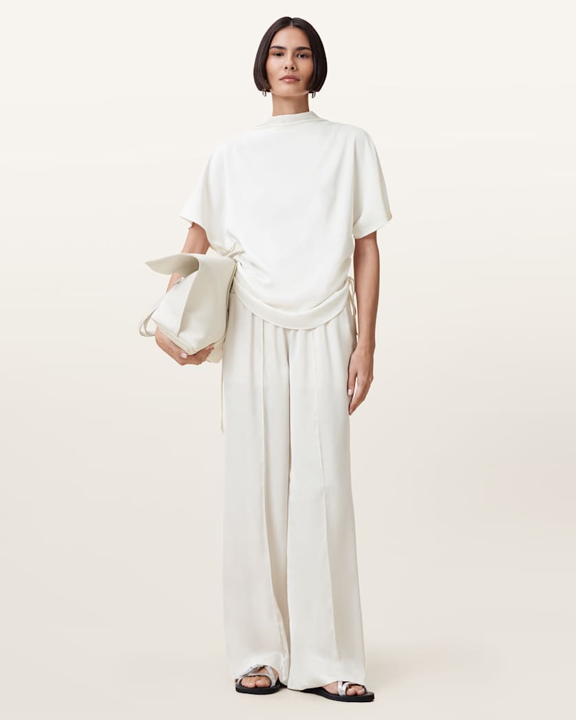 Leslie Satin Short Sleeve Top