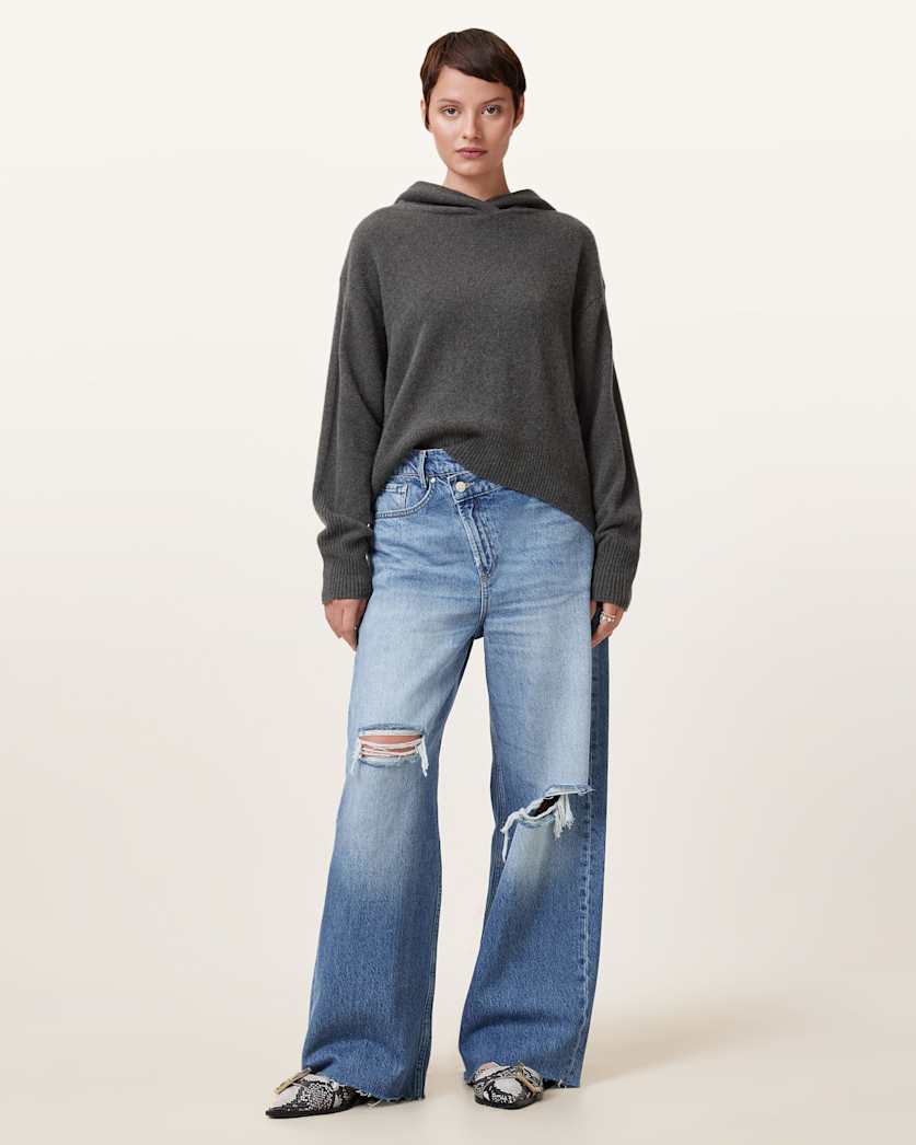 Aki Crossover Wide Leg Denim Jeans