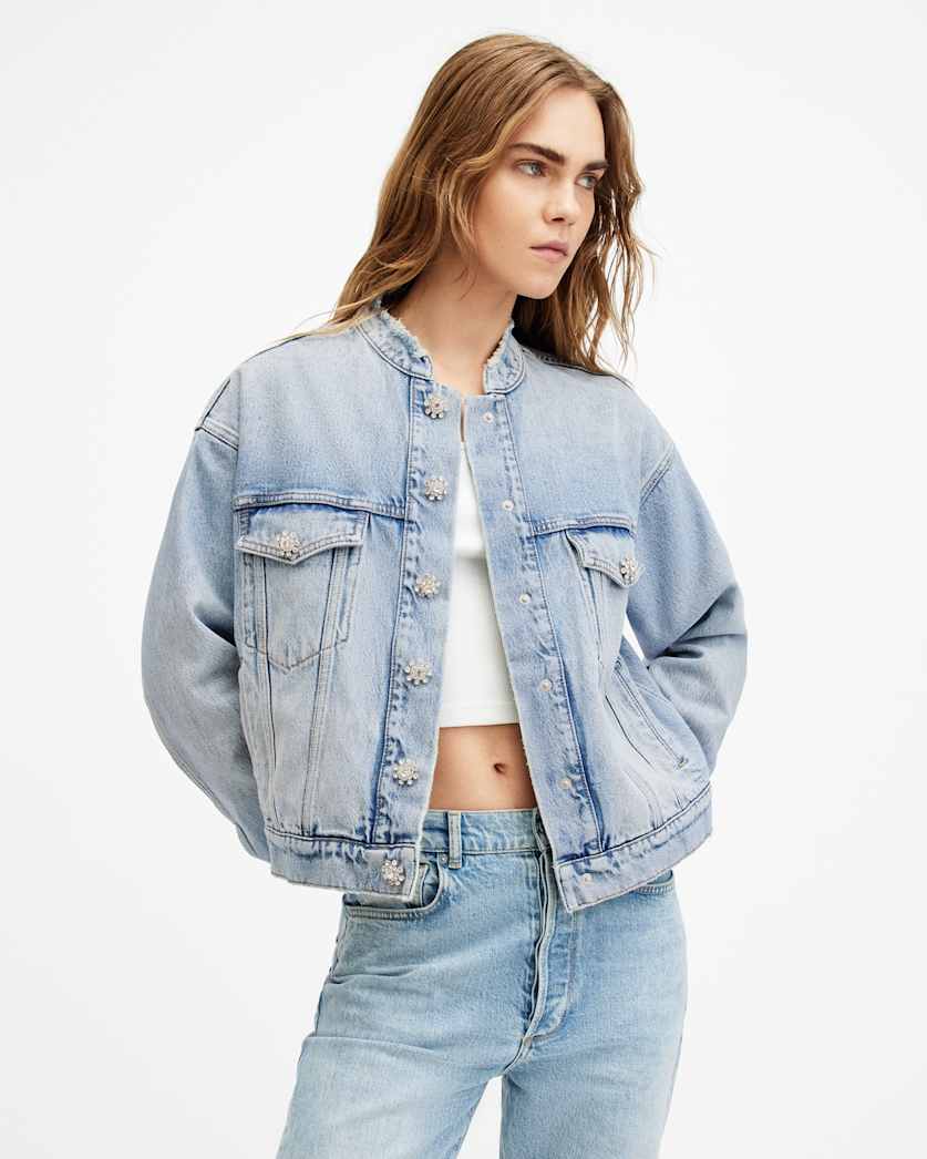 Bella Diamond Button Denim Jacket