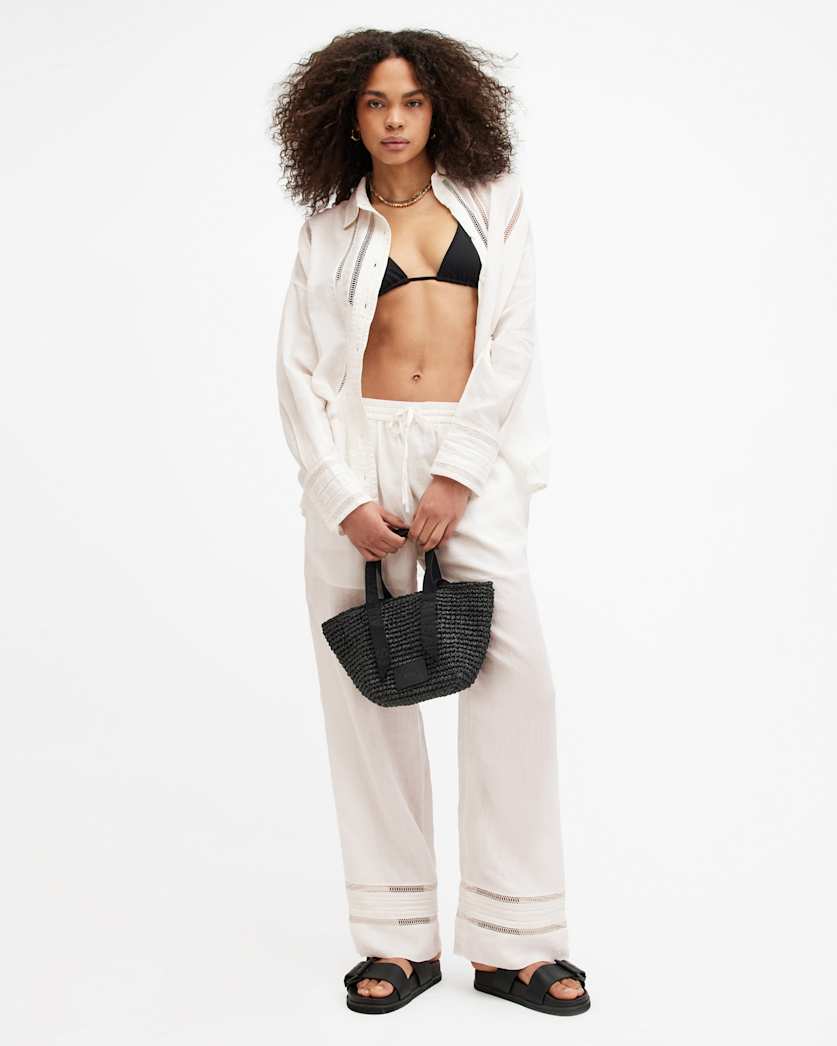 Jade Linen Wide Leg Trousers