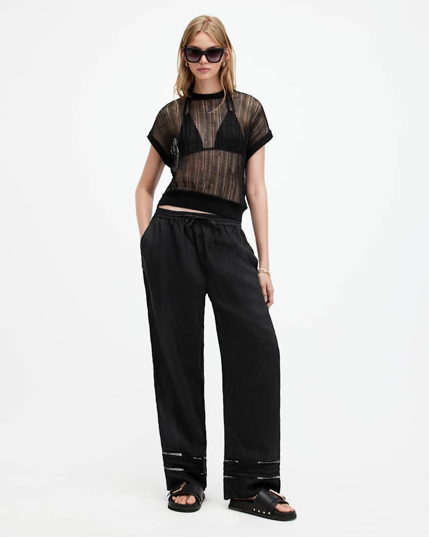 Jade Linen Wide Leg Trousers