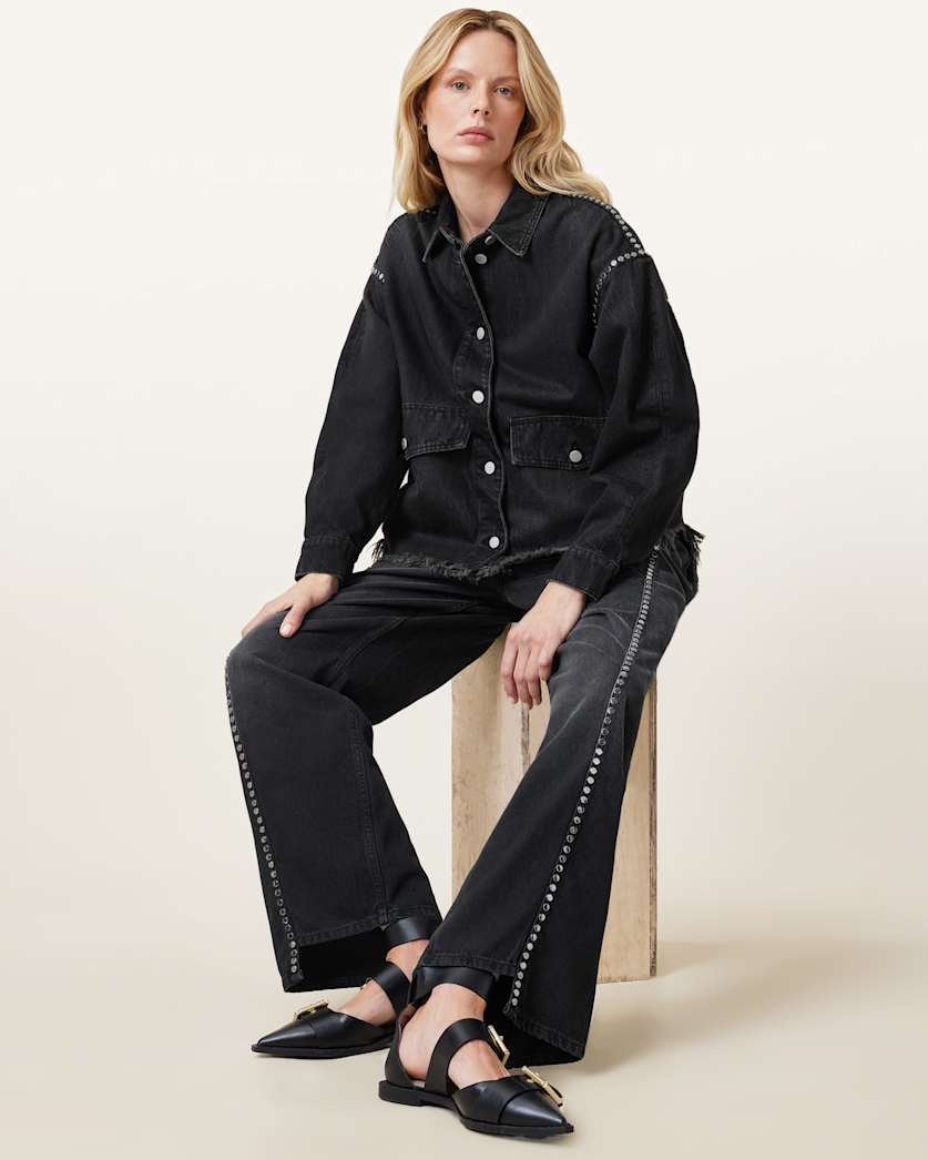 Frankie Studded Wide Leg Jeans