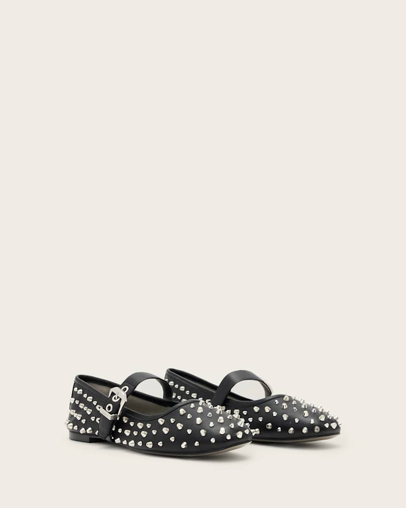 Holly Leather Stud Ballet Flats