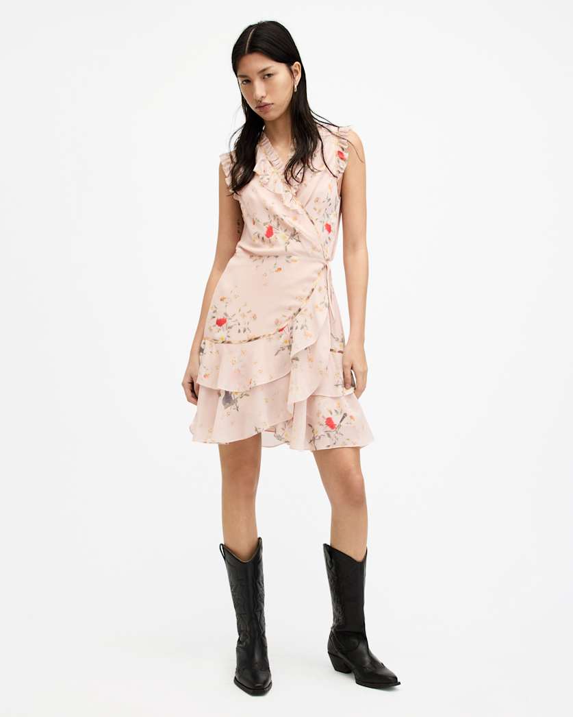 Ari Kora Floral Print Ruffle Mini Dress
