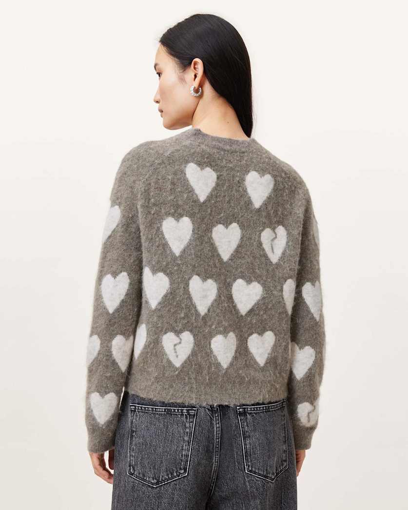 Amora Love Heart Jacquard Brushed Cardigan