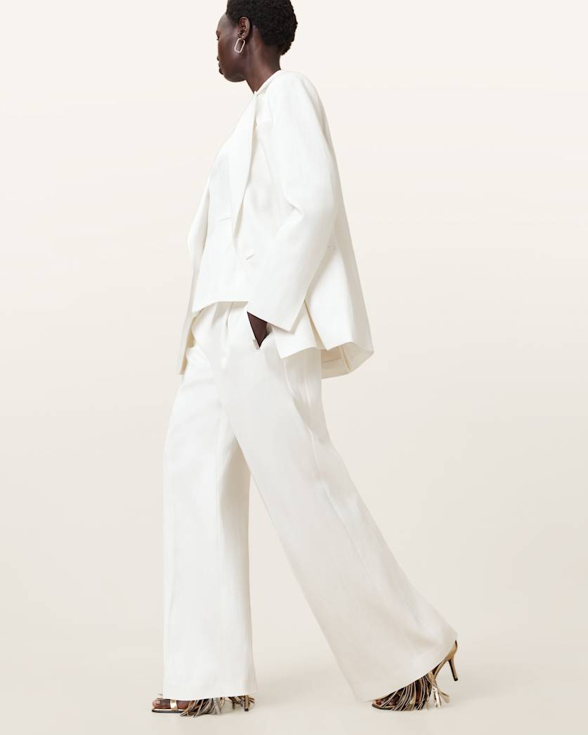 Bonnie Tailored Wide-Leg Linen Blend Trousers