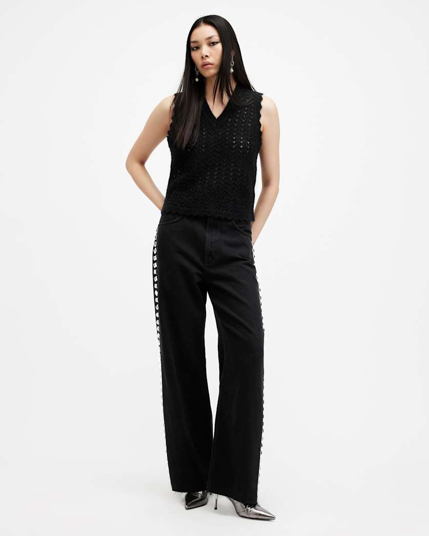 Vivian Open Stitch V-Neck Tank Top