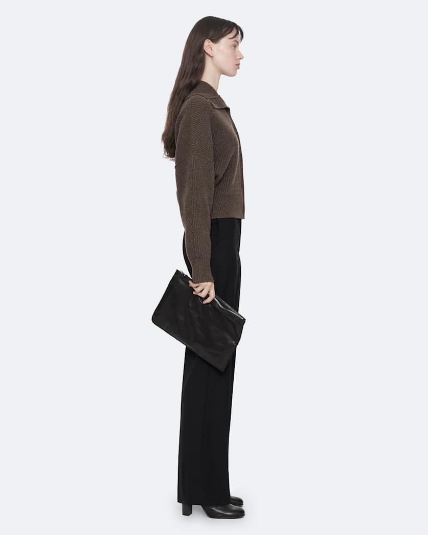 Caron Cropped Merino Wool Cardigan