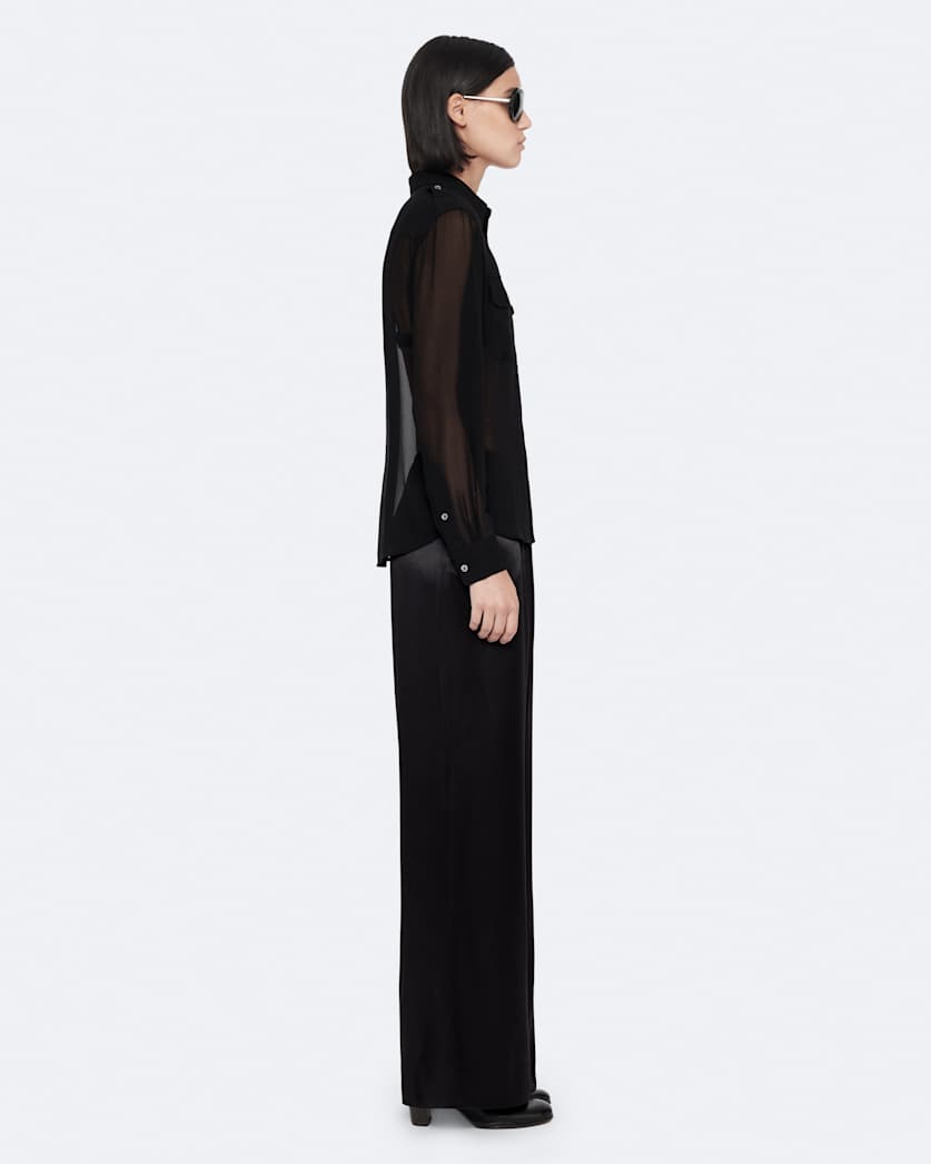 Crepe elasticated wide-leg trousers