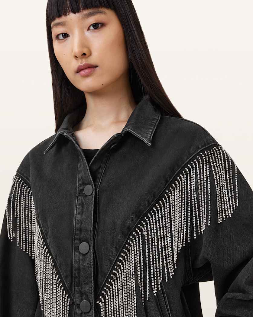 Marlene Embellished Fringe Denim Jacket