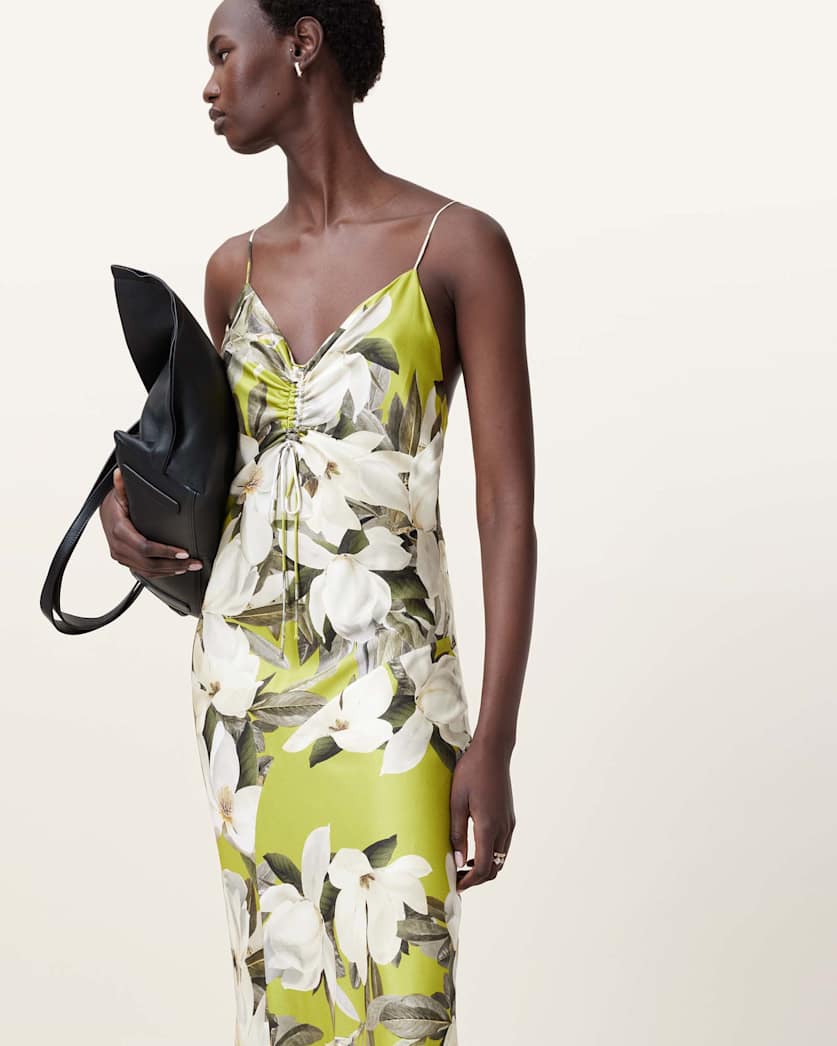 Alexia V-Neck Drawstring Midi Slip Dress