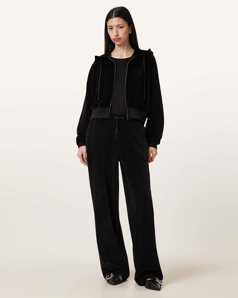 Vinny Relaxed Fit Zip Up Velvet Hoodie