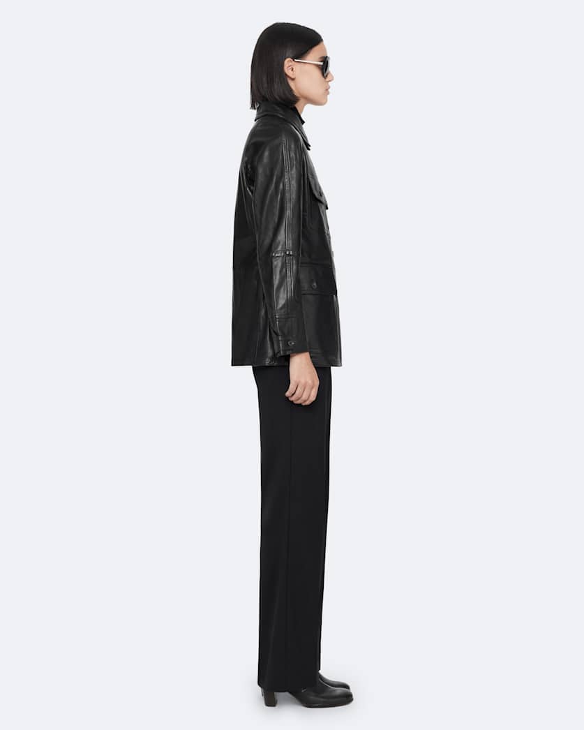Leather hunting jacket