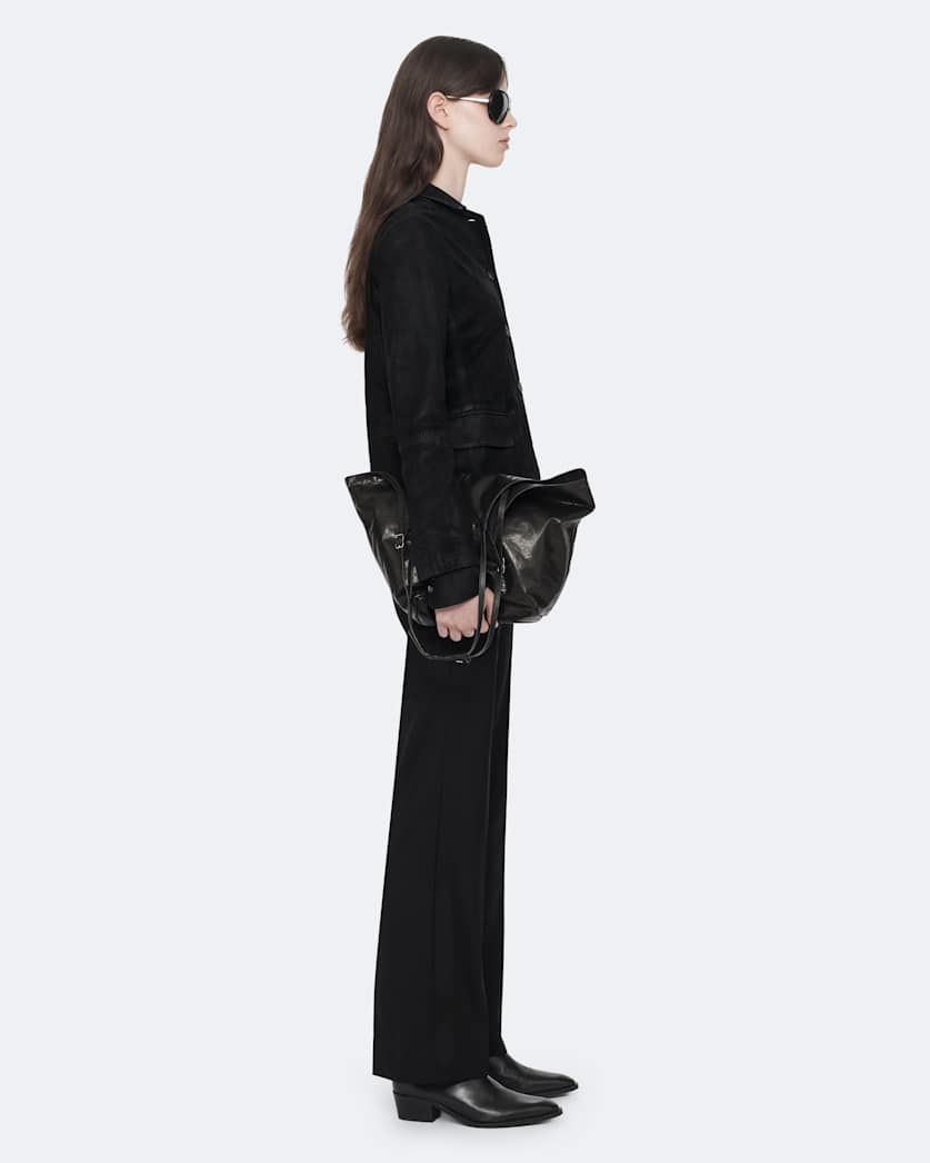 Surveya Single-Breasted Leather Jacket