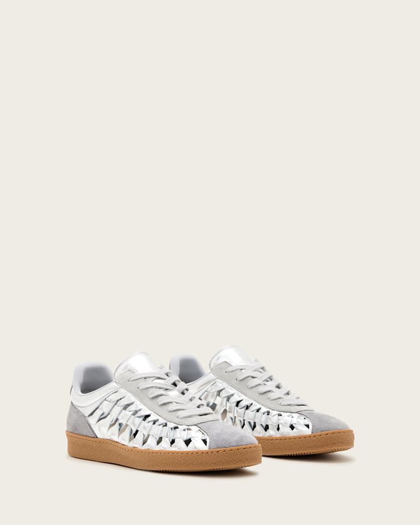 Velma Low Top Round Toe Woven Leather Trainers