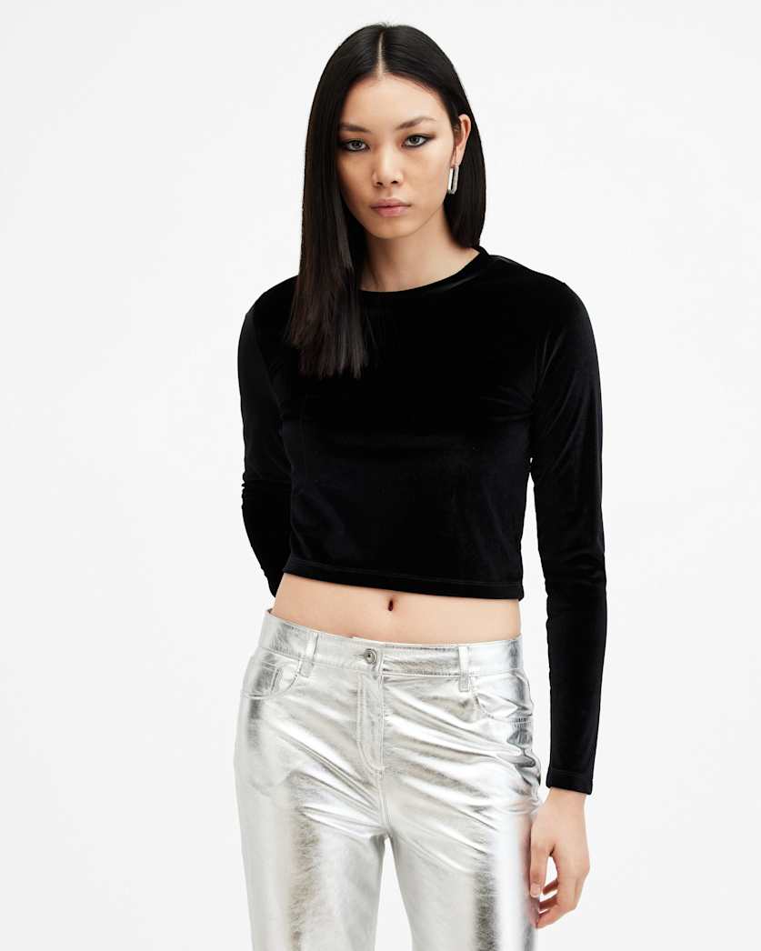 Regina Velvet Cut-Out Cropped Top