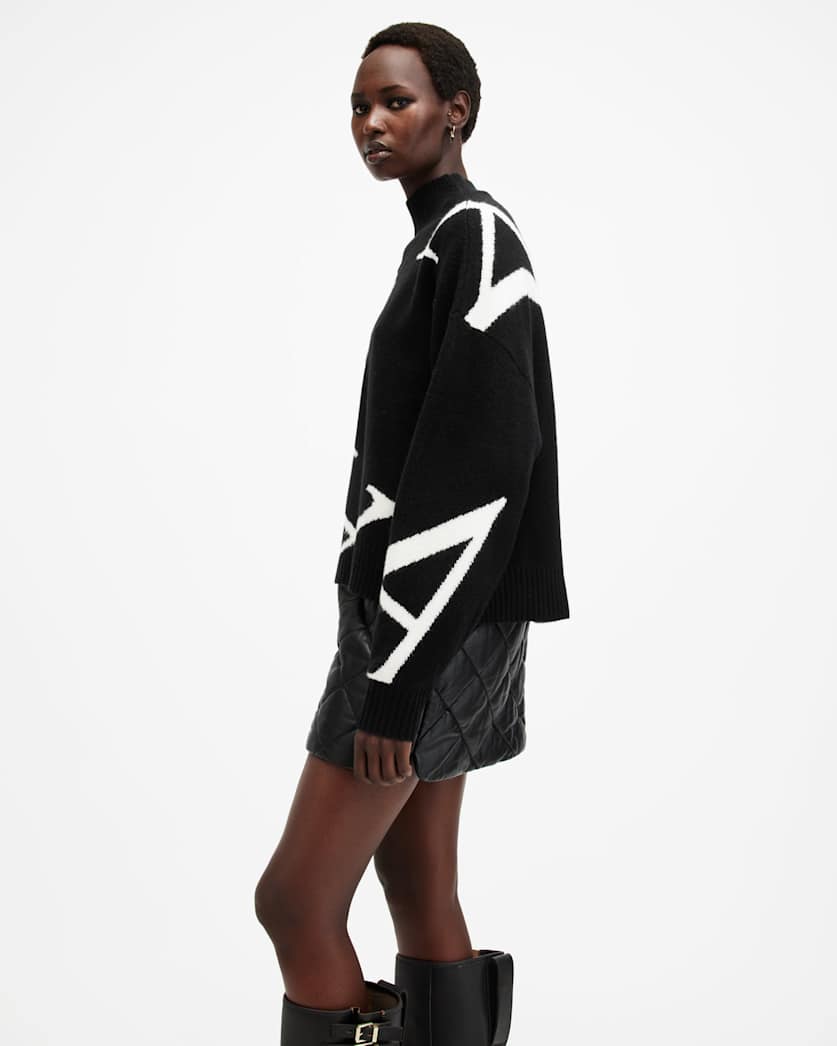 A Star High Neck Jacquard Sweater