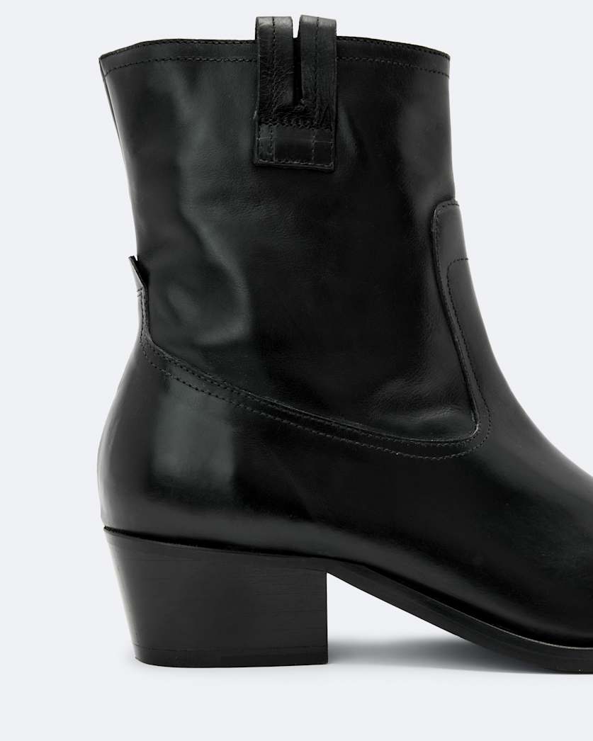 Leather zip up dress boot