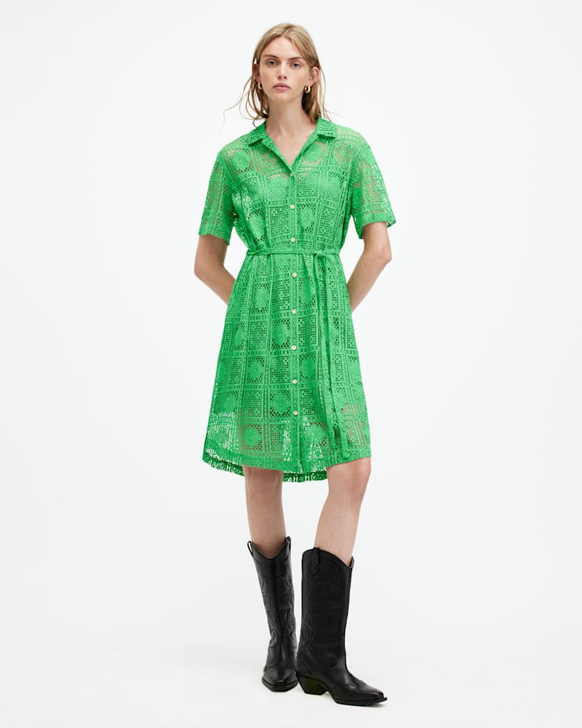Athea Crochet Mini Shirt Dress