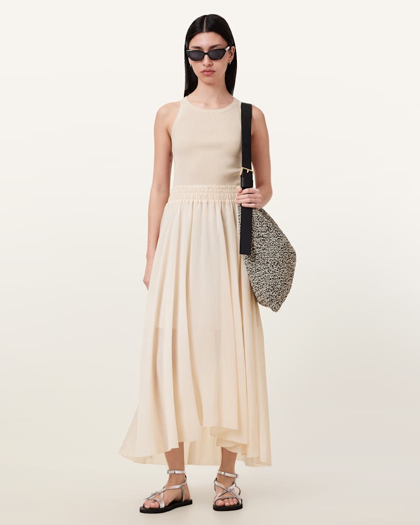 Zenia Sleeveless Asymmetric Midi Dress